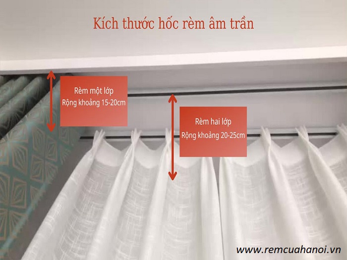 kích thước hộp rèm vải âm trần